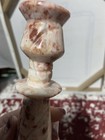 Carved Blush Pink Stone Taper Candle Hilder Marbled Decor 6 inches — photo 10