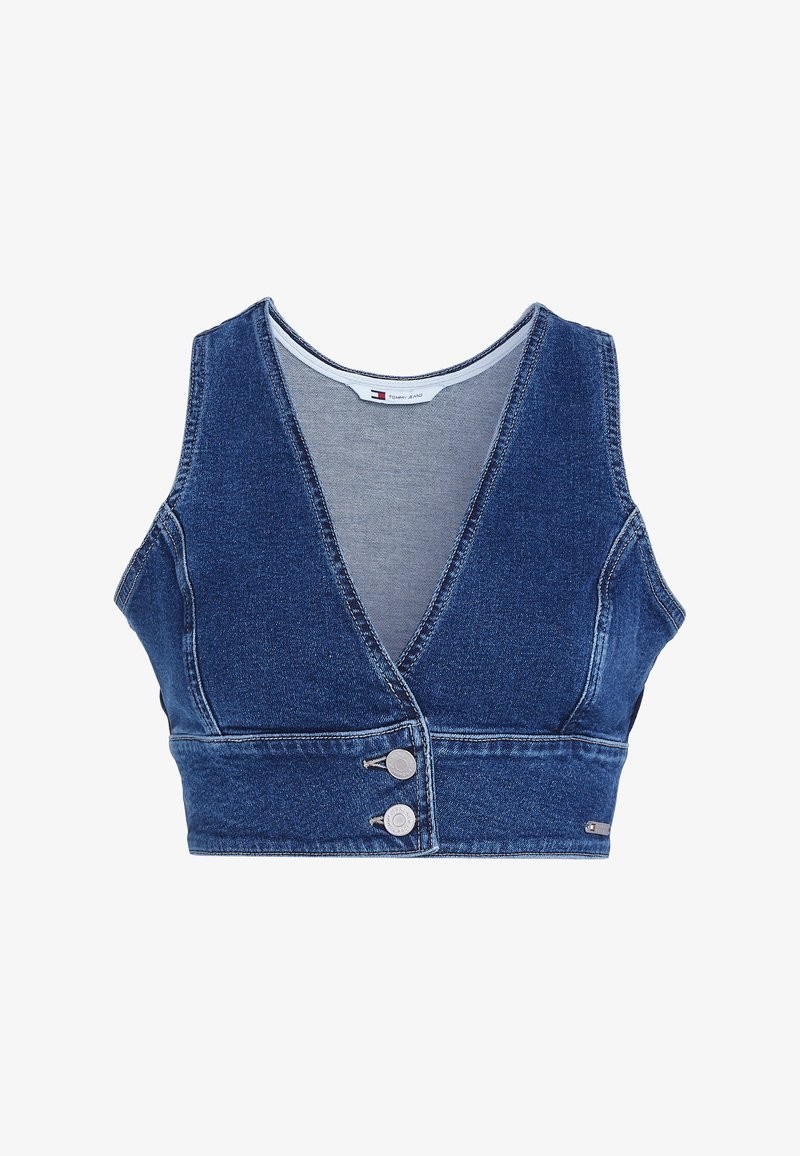 Tommy Hilfiger Jeans Denim Waistcoat Style Crop Top in Blue Size S RRP£70 image 2