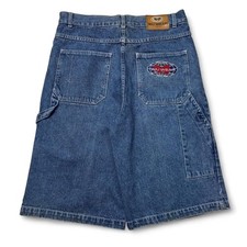 Wu Wear Baggy Denim Jorts Size 34 Embroidered Hip Hop Cargo Shorts
