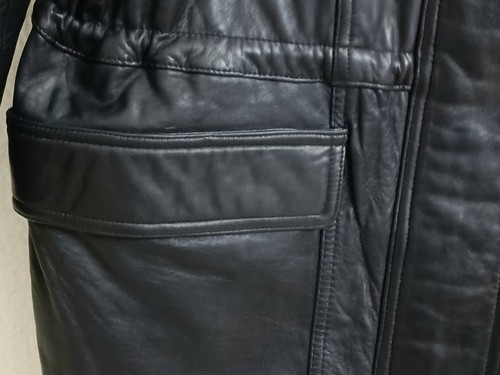 NEW Vintage LONDON FOG Black Leather Jacket Pacific Trail 3/4 Length Coat Mens L - Picture 2 of 11