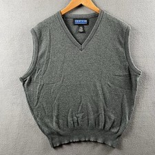Vintage Jantzen Sweater Vest Mens Large Gray Acrylic V-Neck Preppy Golf Classic