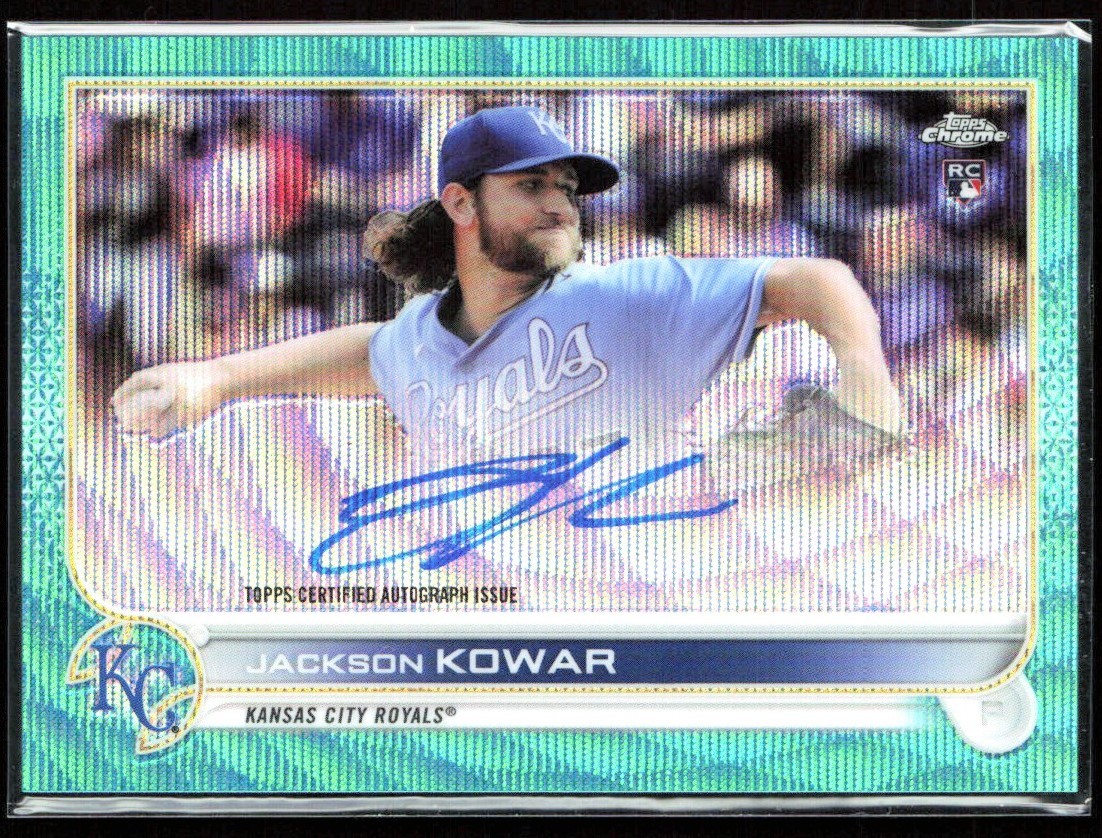 Jackson Kowar 2022 Topps Chrome Aqua Wave RC Auto /199 #RA-JK Kansas City Royals