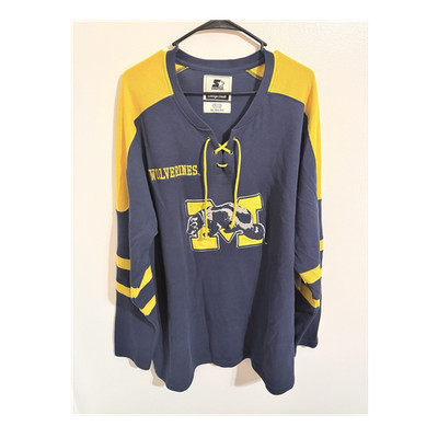 Vintage Starter Michigan Wolverines Lace-Up thermal Mens 3XL Blue/Yellow