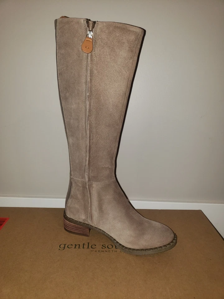 Bota de montar GENTLE SOULS By KENNETH COLE para mujer color topo negro tacón bloque talla 6,5 Foto 3 de 3