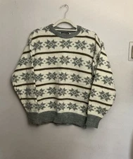 Vintage Mens Sweater Strawbridge & Clothier Large Acrylic Grandpa Fair Isle Nord