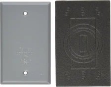 BC100S Weatherproof Metallic Device Cover, Blank, Single Gang, Gray