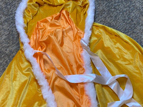 Unisex Hooded Faux Fur Accent Cosplay Orange Cape One Size Halloween Costume - Picture 2 of 6
