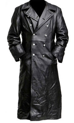 MENS GERMAN CLASSIC WW2 OFFICER MILITARY UNIFORM BLACK LEATHER TRENCH COAT  | eBay