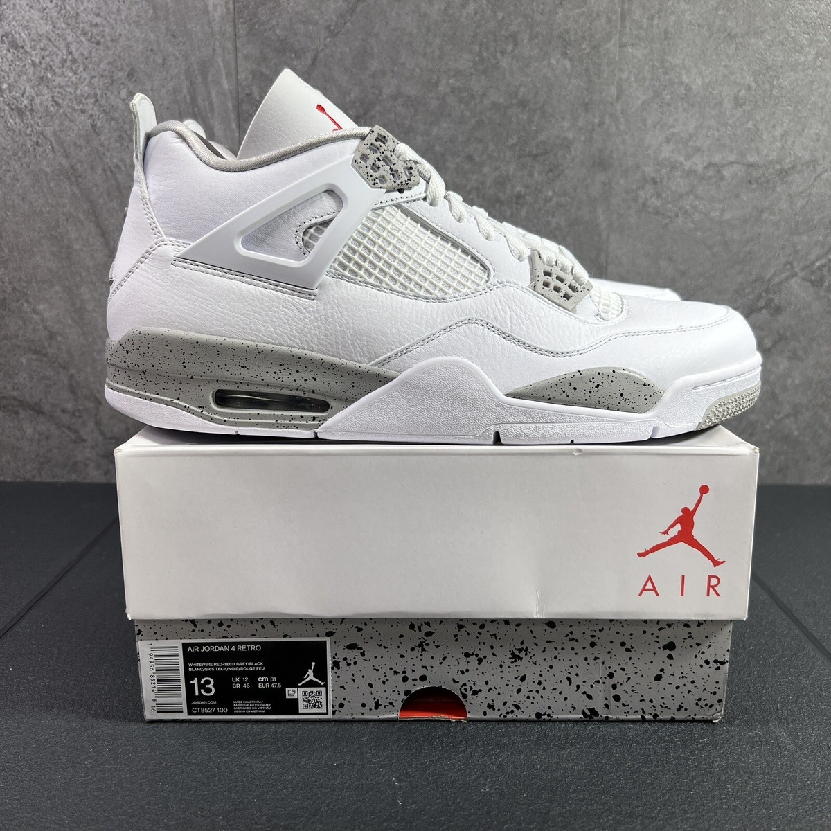 Air Jordan 4 Retro Mid White Oreo Size 13 Mens Sneakers