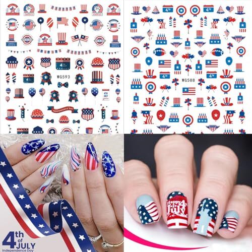 4th of July Nail Stickers, 8 Sheets American Flag Independence Day Nail Art  - Bild 3 von 7