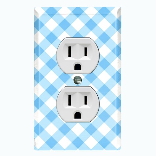 Metal Light Switch Cover Wall Plate For Bathroom Blue Picnic Wallpaper WAL013 - Bild 2 von 26