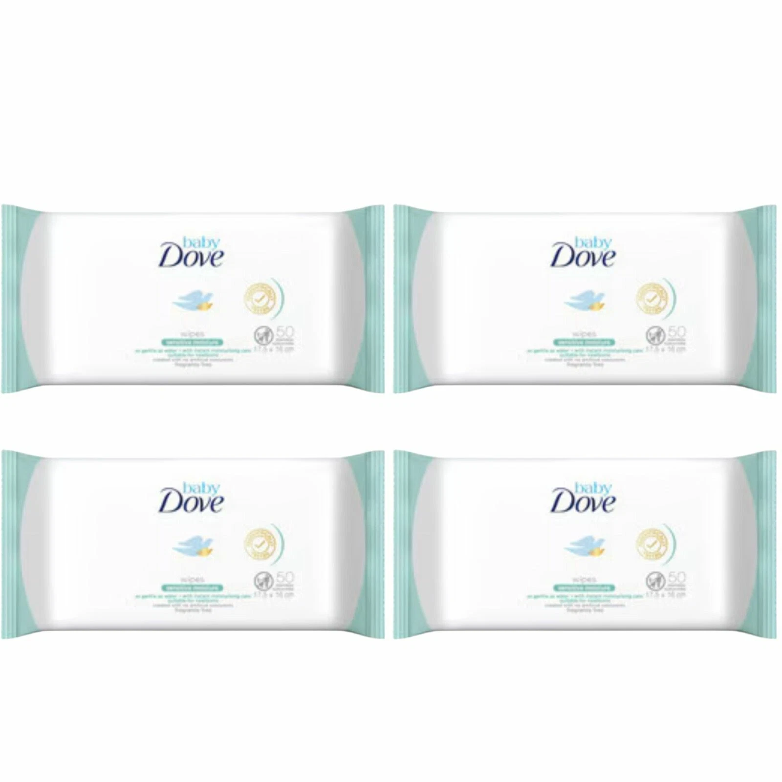 4 x Baby Dove Sensitive Wipe 50s