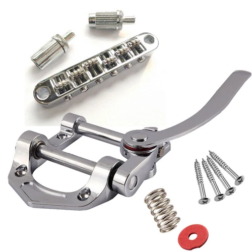 Chrome B5 Vibrato Tremolo+Tune-O-Matic Roller Guitar Bridge For Tele,SG,LP ETC