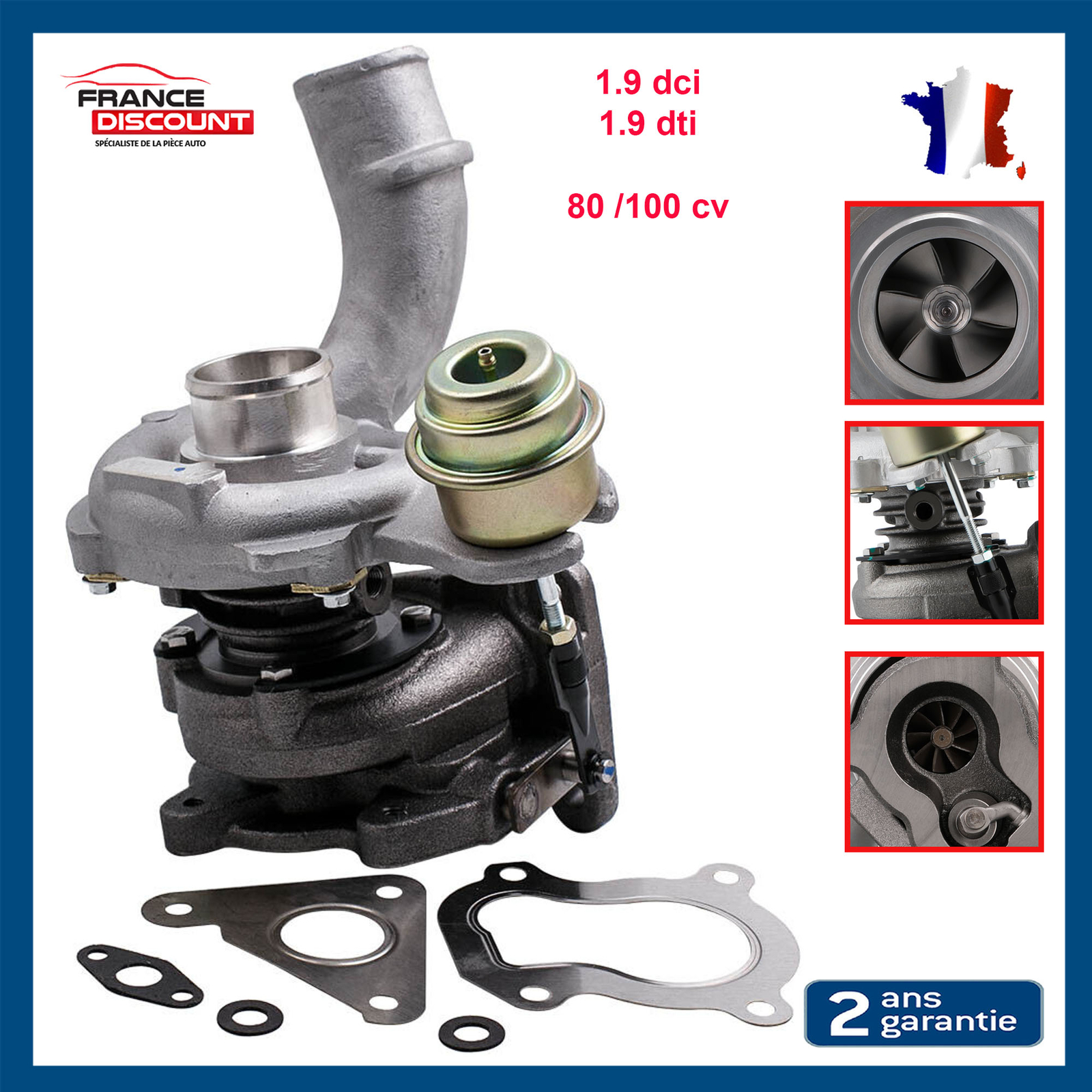 Turbocompresseur 4409975 pour moteur Opel Vivaro A et Movano 931601353