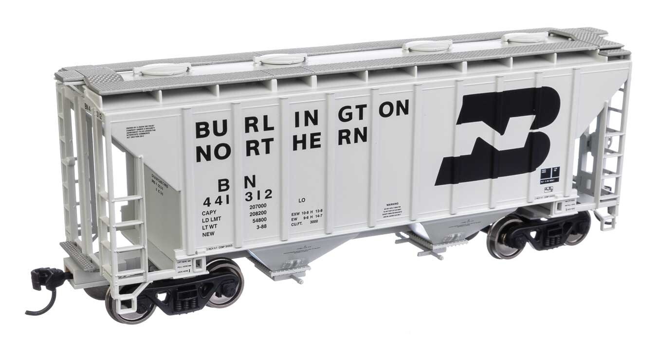 H0 Scale - Walthers Cubic-Foot Covered Hopper Burlington Northern - 7974 Neu