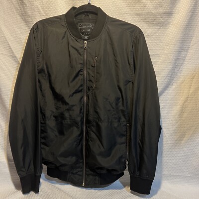 Black Bomber Jacket- Zippered- Brooklyn Calling NYC- Men's Small