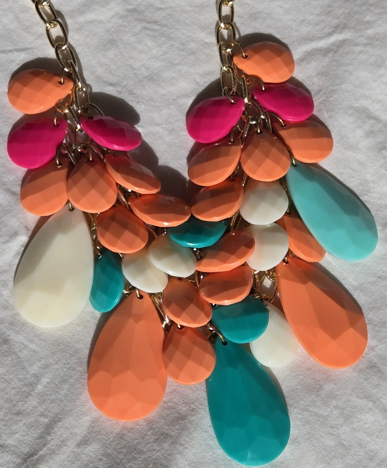 Statement Bib Necklace, Multi Colored, Multi Face… - image 4