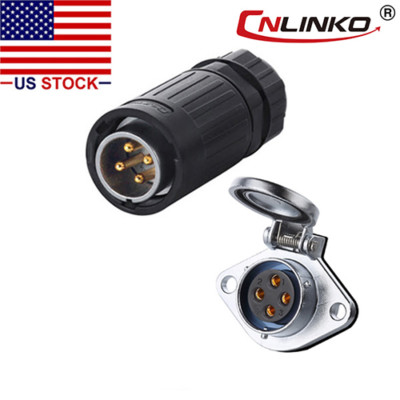 4 Pin Power Industrial Connector Male Plug Female Socket Outdoor Waterproof IP67
