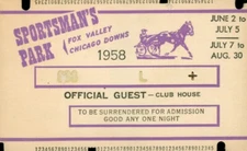 1958 Chicago Downs Sportsman's Park Fox Valley Clubhouse Ticket Horse Racing IL