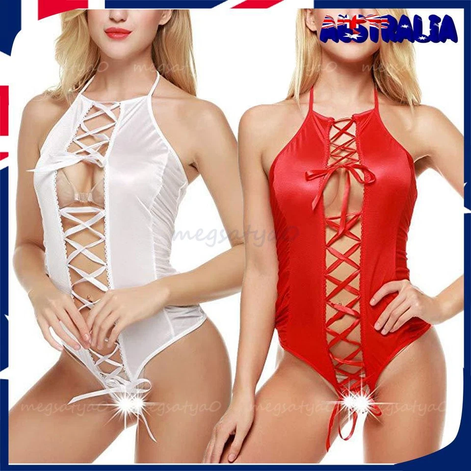 Womens Sexy Lace Bodys Lingerie Crotchless Babydoll Bodysuit Nightwear Underwear
