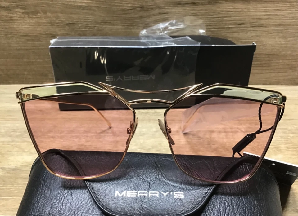 MERRY'S Women Cat Eye 2-Tone Sunglasses Clear Lens UV400 Protection S8287 PINK - Imagem 4 de 4