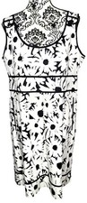 Clara Sun Woo Womens Floral Sleeveless Dress Size XL Black White With Pockets