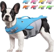 VIVAGLORY Sports Style Dog Life Jacket Reflective Life Vest w/ Safety Light Loop