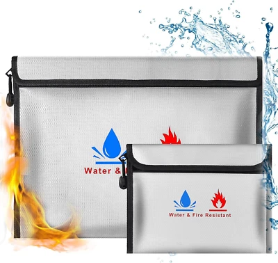 ABSOK Feuerfeste Tasche Dokumententasche - 2 Set Feuersichere Wasserdichte Tasche Hüll