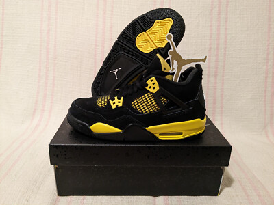 Air Jordan 4 ブラック/イエロー Nike Air Jordan 4 Retro Thunder Black Yellow White 408452