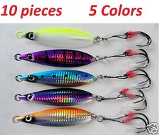 Fall Flat Keel 120g (4.2oz) Vertical Jigs 10 Pieces Saltwater Lures 5 Colors x 2