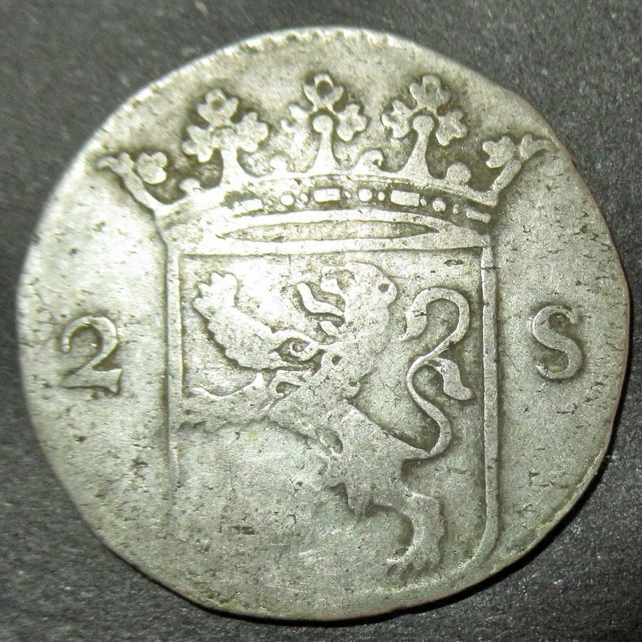 Moneda de diez centavos Utrecht de plata colonial holandesa antigua colonial de Nueva York con certificado de autenticidad 1789 como nueva moneda de diez centavos de león Foto 2 de 4