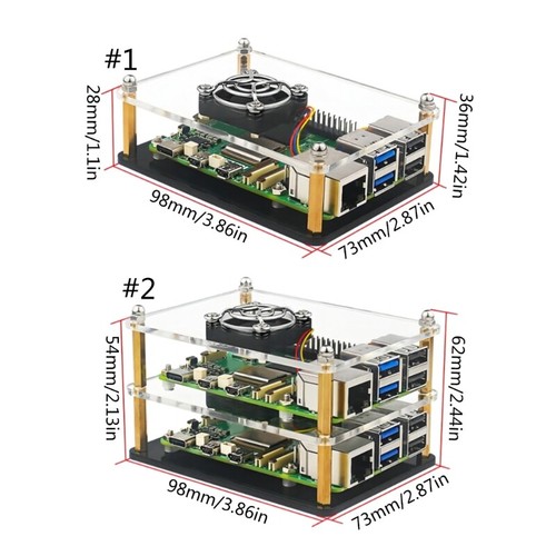 Acrylic Case Protective Housing Cooling Fan Heatsinks for Pi 5 Board - Afbeelding 8 van 10