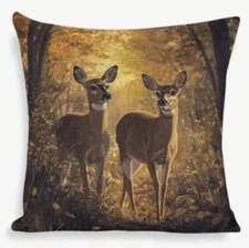 Deer Sika Elk Nature Scene Double Sided Throw Pillow Cover Holiday Home Decor