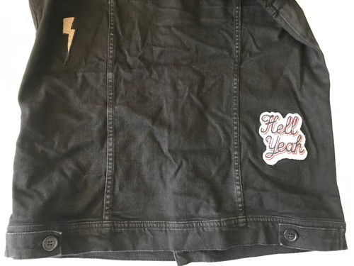 RVLT REVOLUTION DENMARK DENIM TRUCKER JACKET BLACK EMBROIDERED XL SLIM EU - Picture 16 of 17