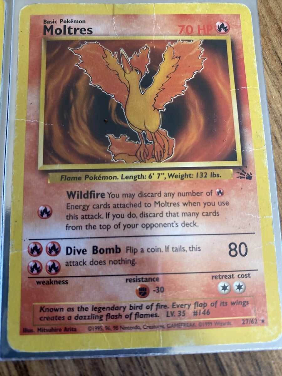 Pokemon Cards Original Legendary Birds - Zapdos - Articuno - Moltres Fossil  Holo