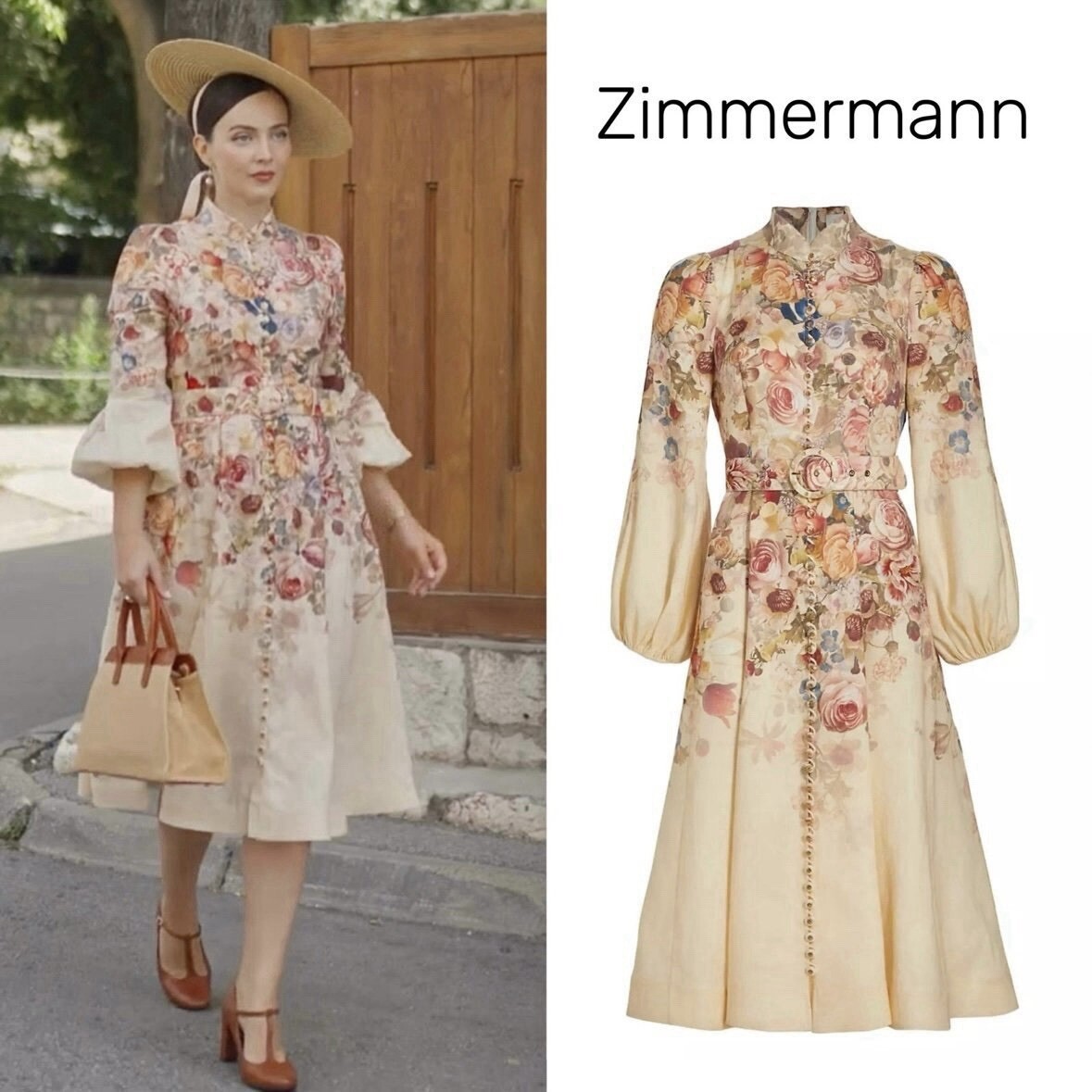 knee length dresses for ladies Zimmermann Cream Luminosity Liftoff Flower Midi Dress OP