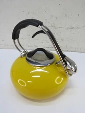 Chantal Yellow Livestrong 1.8 Quart Enamel Loop Whistling Tea Kettle Pot EUC