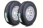 2 ROCKMAN Trailer Tire Assembly ST205/75R14 8-Ply Silver Mod Rim 5 Lug on 4.5"