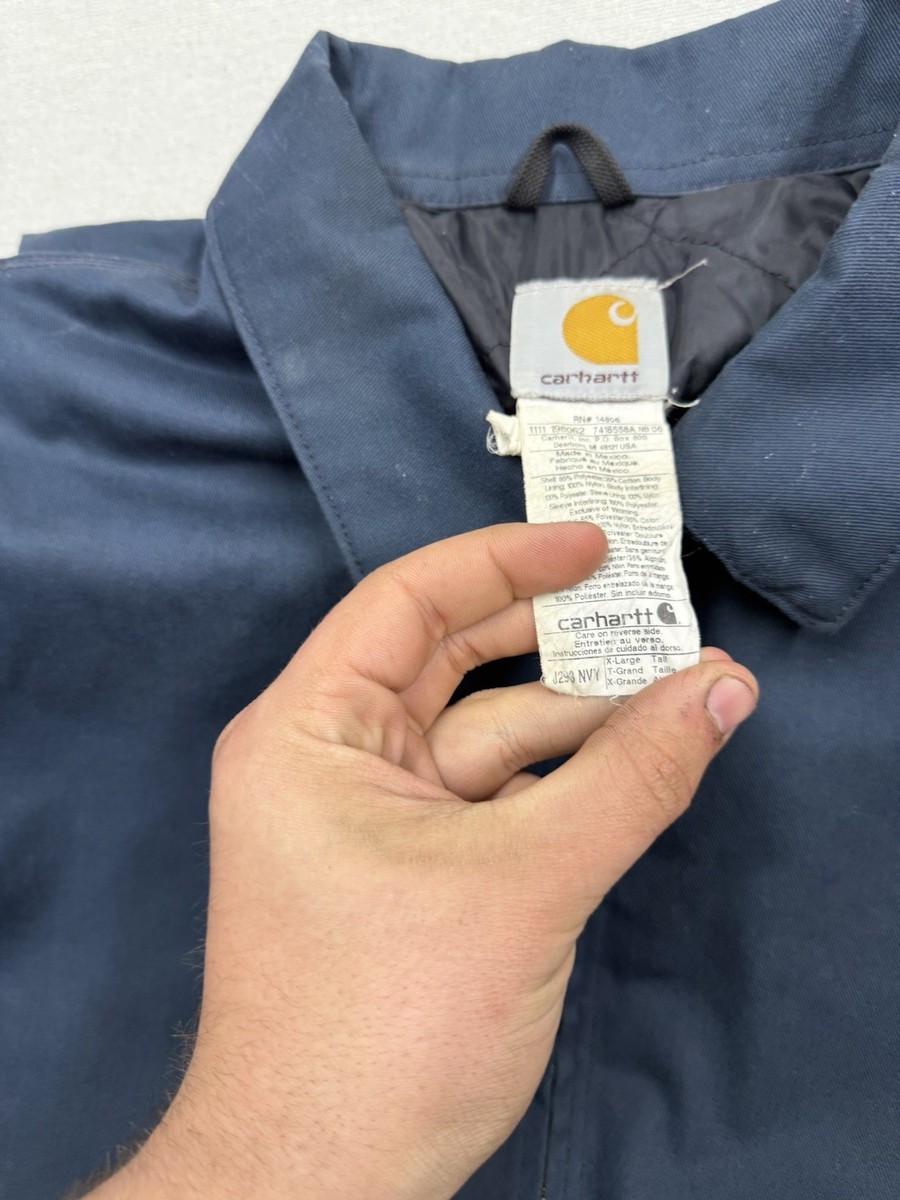 Used Thrashed Carhartt J293 NVY Navy Blue Work Jacket X-Large Tall
