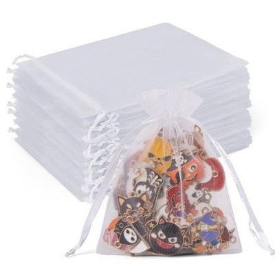 Crweety 50 Pack White Organza Bags 3x4 1 Count (Pack of 50), White-3''x4'' 