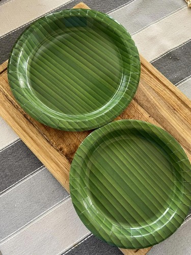 KAMAYAN 10" Platos de Papel Diseño Hoja de Plátano Resistente a Fugas Reciclables (20 Piezas) - Imagen 4 de 7
