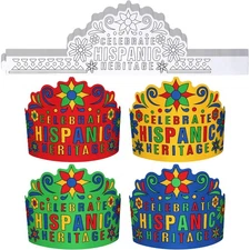 144 Pcs Color Your Own Hispanic Heritage Crowns DIY Paper Craft Kits Coloring...