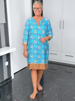 Emily Van Den Bergh - Kleid Two-Tone / aqua-cognac