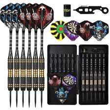 Professional 6 Pack Steel Tip Darts Set 22 Grams Darts Metal Tip Set in Case...
