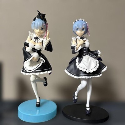Re Zero Figur Rem Maid Outfit Blau Schwarz Sockel Premium Pose Display Lot