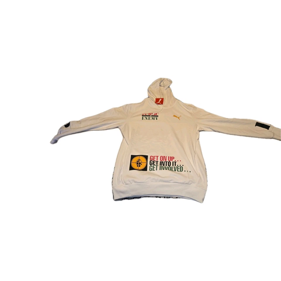 Sudadera con Capucha Public Enemy Talla L Blanca - Nueva Con Etiquetas - Hip-Hop Legend Gear Foto 2 de 4