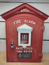 Vintage SAFA FIRE ALARM Pull Station Fireman Red Metal Box Cover 