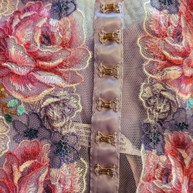 Victoria Secret Dream Angels Strapless Bustier Purple Lace And Flower Embroidery