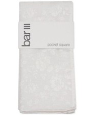 Bar Iii Mens Pocket Square One Size White Floral