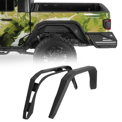 2Pc Rear Flat Fender Flares Fit 2020 2021 2022 2023 2024 2025 Jeep Gladiator JT